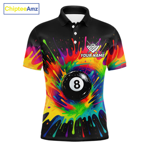 Colorful Paint Splash Billiard Jersey Funny 8 Ball Billiard Shirts Custom Pool Team Jersey