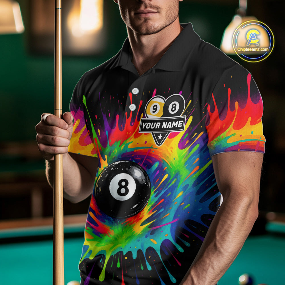 Colorful Splatter Billiard Jersey Funny 8 Ball & 9 Ball Billiard Shirts Custom Pool Jersey