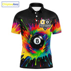 Colorful Splatter Billiard Jersey Funny 8 Ball & 9 Ball Billiard Shirts Custom Pool Jersey