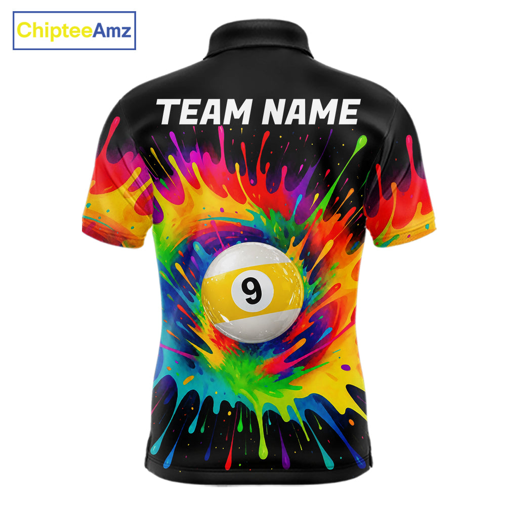 Colorful Splatter Billiard Jersey Funny 8 Ball & 9 Ball Billiard Shirts Custom Pool Jersey