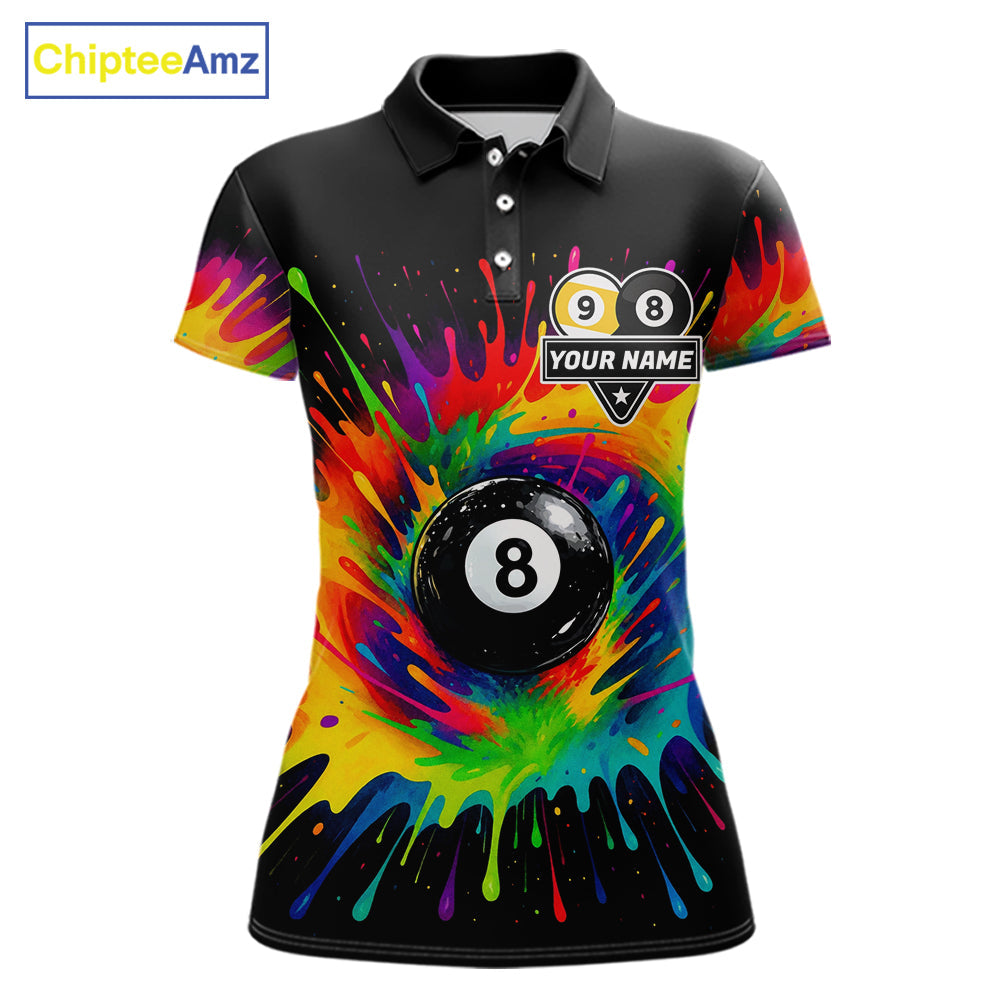 Colorful Splatter Billiard Jersey Funny 8 Ball & 9 Ball Billiard Shirts Custom Pool Jersey
