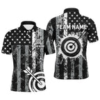 Custom Black Grunge USA Flag Archery Shirts, Patriotic American Archery Team Jerseys