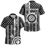 Custom Black Grunge USA Flag Archery Shirts, Patriotic American Archery Team Jerseys
