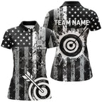 Custom Black Grunge USA Flag Archery Shirts, Patriotic American Archery Team Jerseys