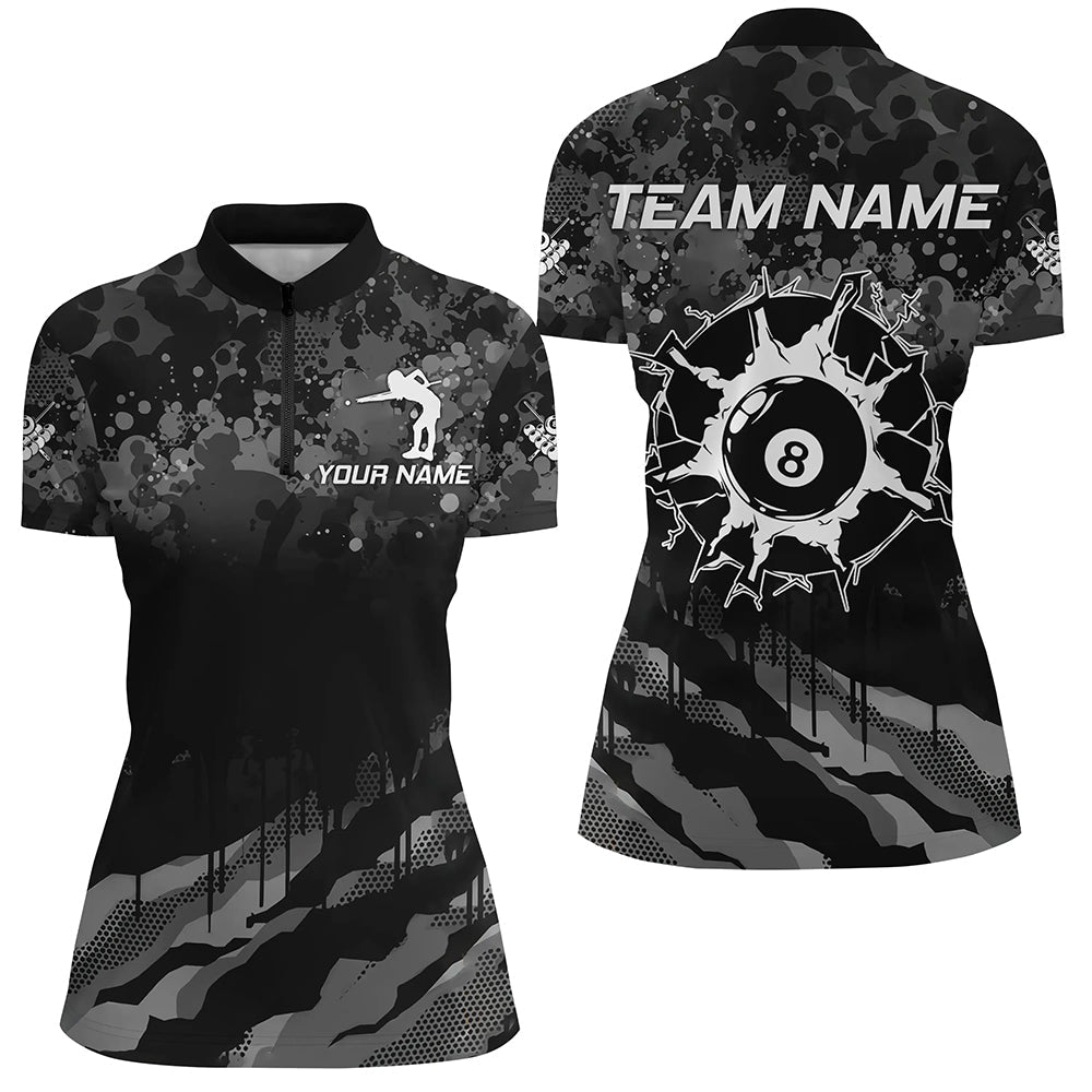 Personalized Grunge Camo Billiard Shirts, Funny 8 Ball Pool Team Shirts Billiard Jerseys