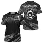 Personalized Grunge Camo Billiard T-Shirts, Funny 8 Ball Pool Team Shirts Billiard Jerseys