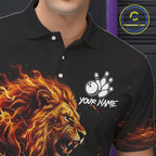 Personalized Fire Flame Lion Bowling Jersey Custom Bowling Team Shirt Polo & 1/4 Zip
