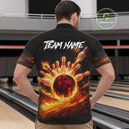 Personalized Fire Flame Lion Bowling Jersey Custom Bowling Team Shirt Polo & 1/4 Zip