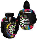 Funny Dartboards Colorful Paint Aim Shoot Swear Repeat Darts Hoodie Custom Darts Jersey