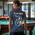 Blue Funny Shark 8 Ball & 9 Ball Lightning Billiard Shirts Custom Pool Team Jersey