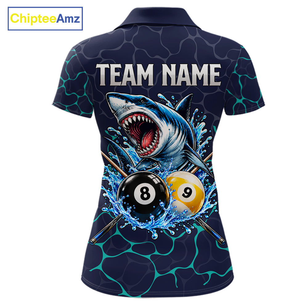Blue Funny Shark 8 Ball & 9 Ball Lightning Billiard Shirts Custom Pool Team Jersey