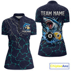 Blue Funny Shark 8 Ball & 9 Ball Lightning Billiard Shirts Custom Pool Team Jersey