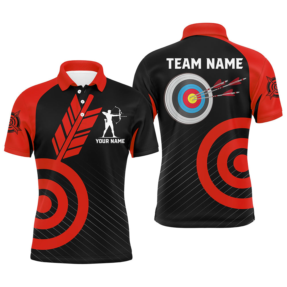 Personalized Red Archery Jerseys Custom Archery Polo Shirts Team League Archery Shirts