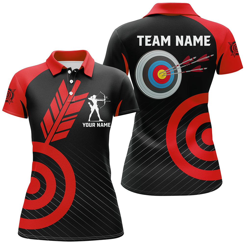 Personalized Red Archery Jerseys Custom Archery Polo Shirts Team League Archery Shirts