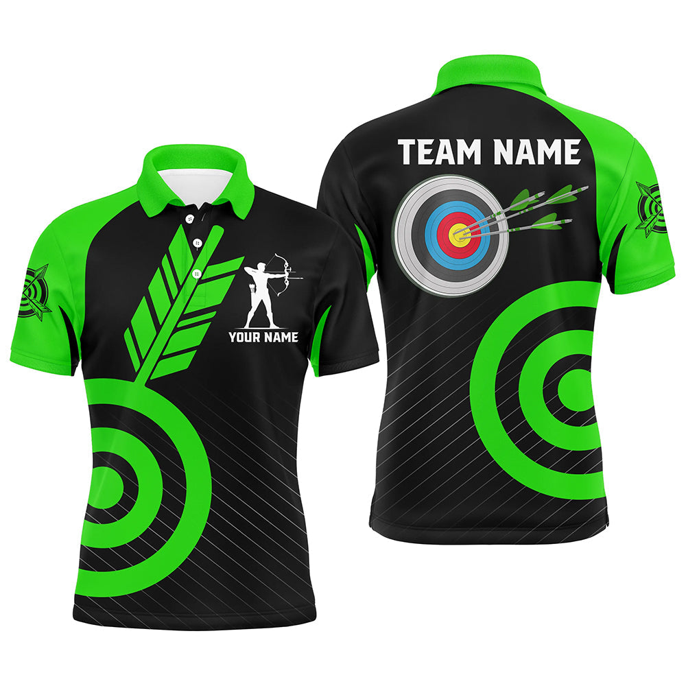 Personalized Green Archery Jerseys Custom Archery Polo Shirts Team League Archery Shirts