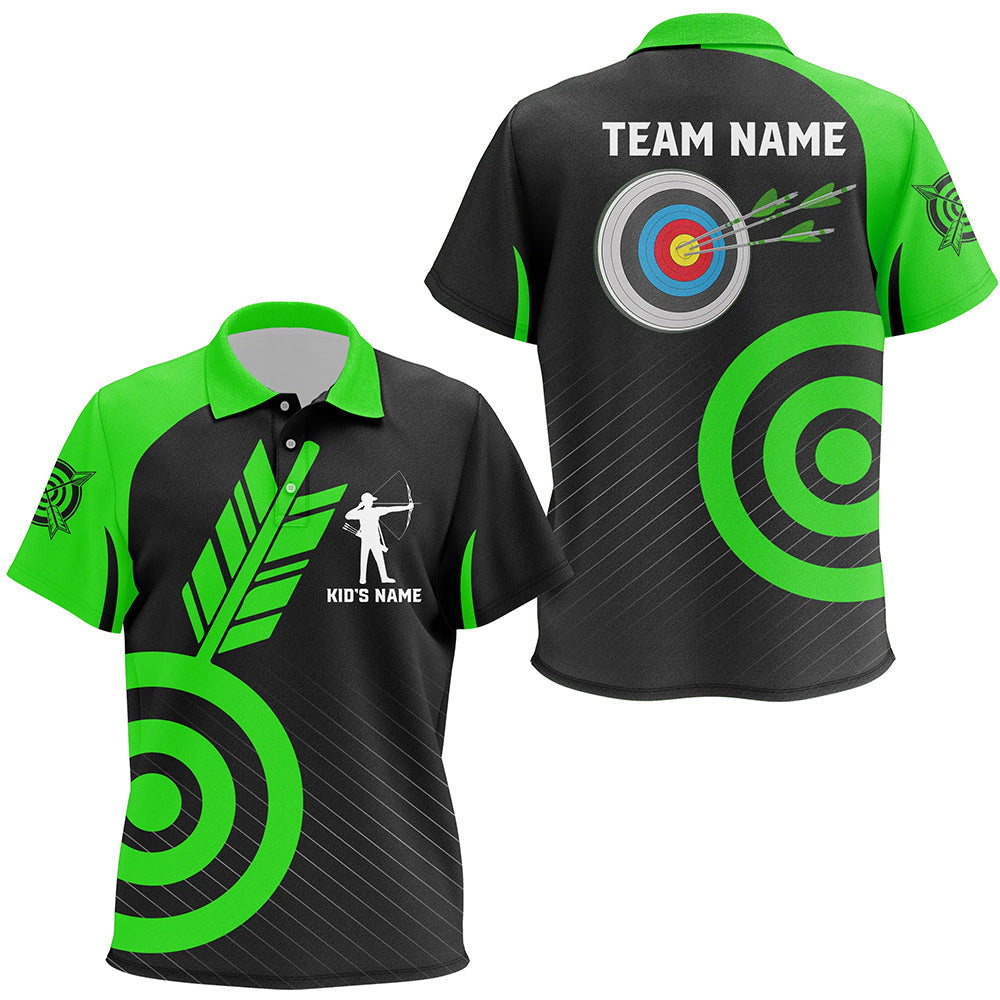 Personalized Green Archery Jerseys Custom Archery Polo Shirts Team League Archery Shirts