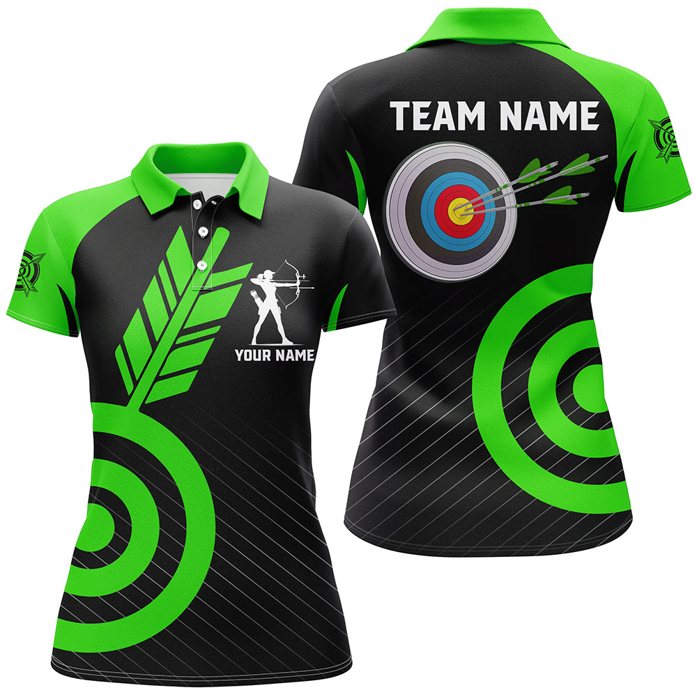 Personalized Green Archery Jerseys Custom Archery Polo Shirts Team League Archery Shirts