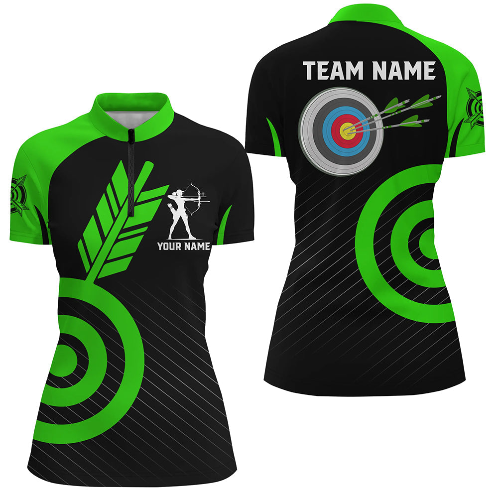Green Archery Jerseys Custom Archery Quarter-Zip Shirt Team League Archery Shirts