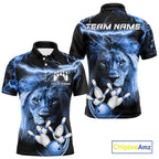 Personalized Blue Lightning Thunder Lion Bowling Shirts Custom Bowling Team Jerseys