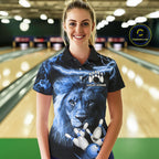 Personalized Blue Lightning Thunder Lion Bowling Shirts Custom Bowling Team Jerseys