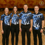 Personalized Blue Lightning Thunder Lion Bowling Shirts Custom Bowling Team Jerseys