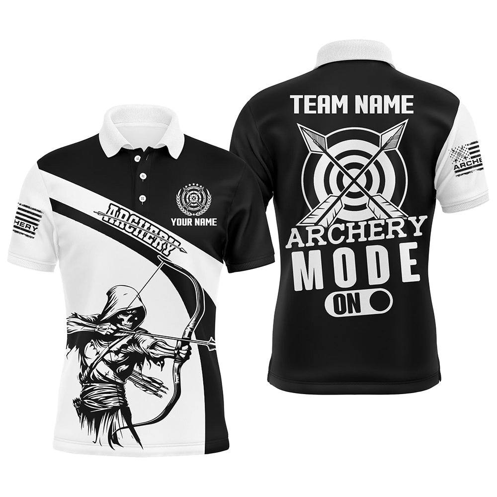 Personalized Funny Archery Player Polo Shirts Custom Black White Archery Jerseys