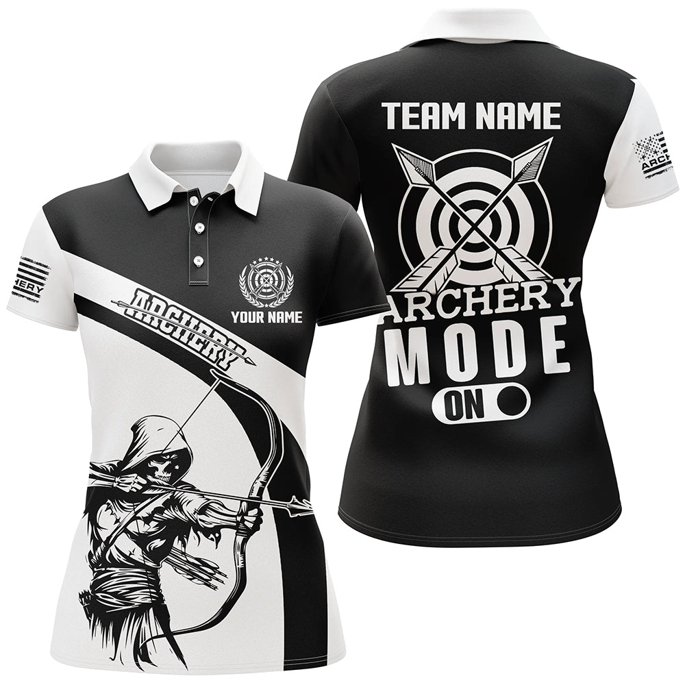 Personalized Funny Archery Player Polo Shirts Custom Black White Archery Jerseys
