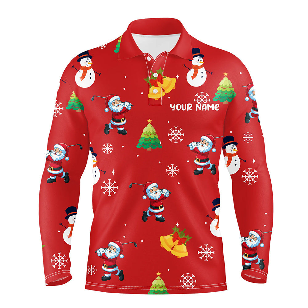 Funny Santa Red Christmas Pattern Golf Polo Shirt Custom Golf Tops Best Golfing Gifts