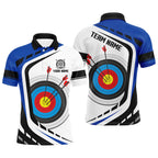 Personalized Archery Target White Blue Jersey Polo Shirts Custom Archery Outfit For Archer
