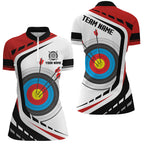 Personalized Archery Target White Red Jersey Quarter-Zip Shirts Custom Archery Outfit