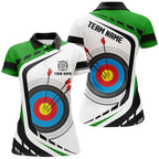 Personalized Archery Target White Green Jersey Polo Shirts Custom Archery Outfit For Archer