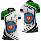 Personalized Archery Target White Green Jersey Quarter-Zip Shirt Custom Archery Outfit