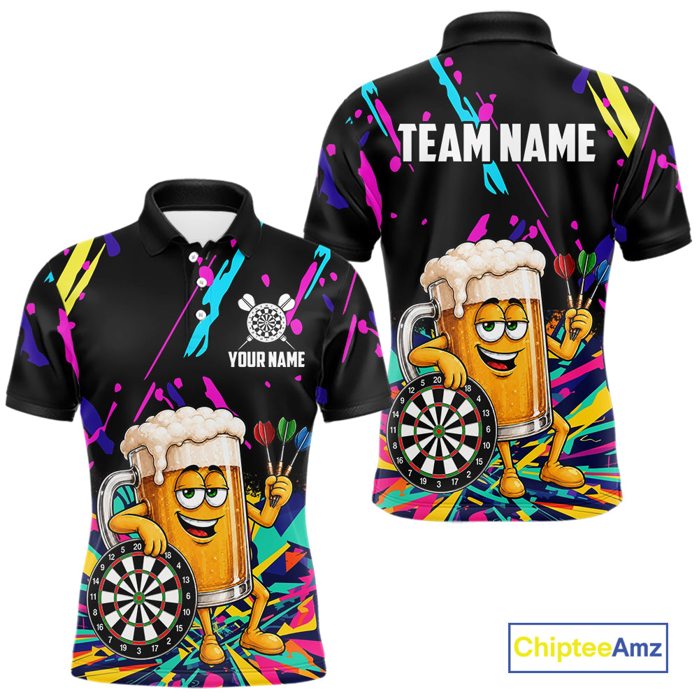 Colorful Funny Beer Darts Shirts Cusom Darts Team Jersey Polo & Quarter Zip, Darts Gifts