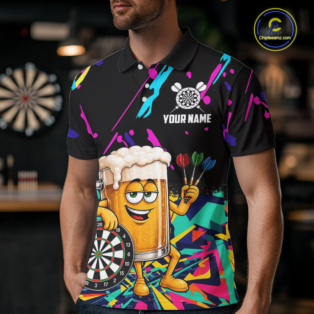 Colorful Funny Beer Darts Shirts Cusom Darts Team Jersey Polo & Quarter Zip, Darts Gifts