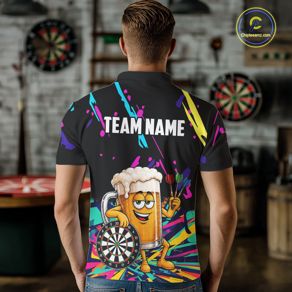 Colorful Funny Beer Darts Shirts Cusom Darts Team Jersey Polo & Quarter Zip, Darts Gifts