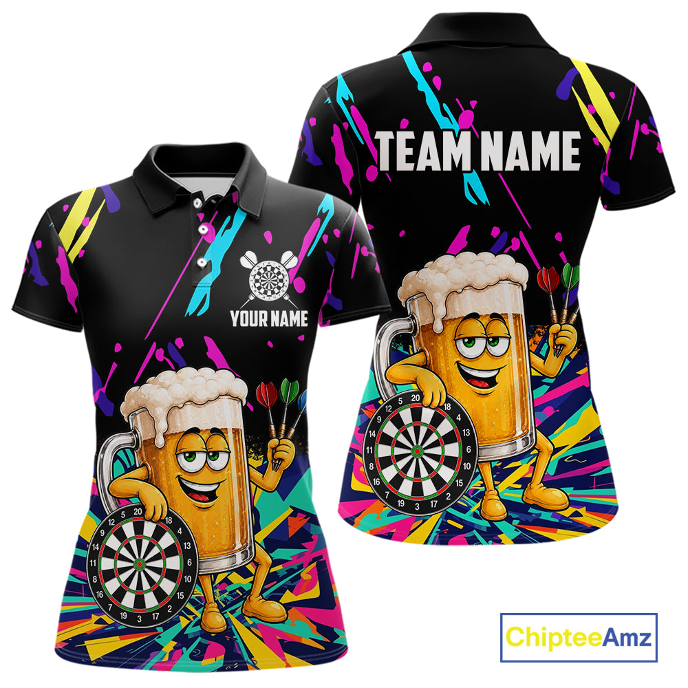 Colorful Funny Beer Darts Shirts Cusom Darts Team Jersey Polo & Quarter Zip, Darts Gifts