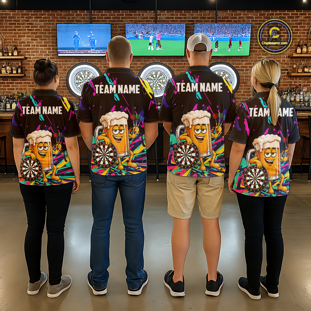 Colorful Funny Beer Darts Shirts Cusom Darts Team Jersey Polo & Quarter Zip, Darts Gifts