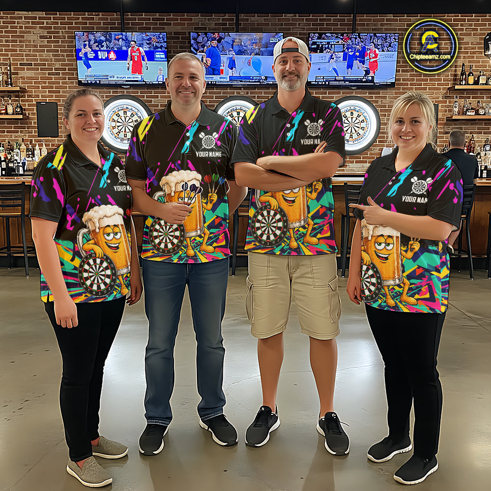 Colorful Funny Beer Darts Shirts Cusom Darts Team Jersey Polo & Quarter Zip, Darts Gifts
