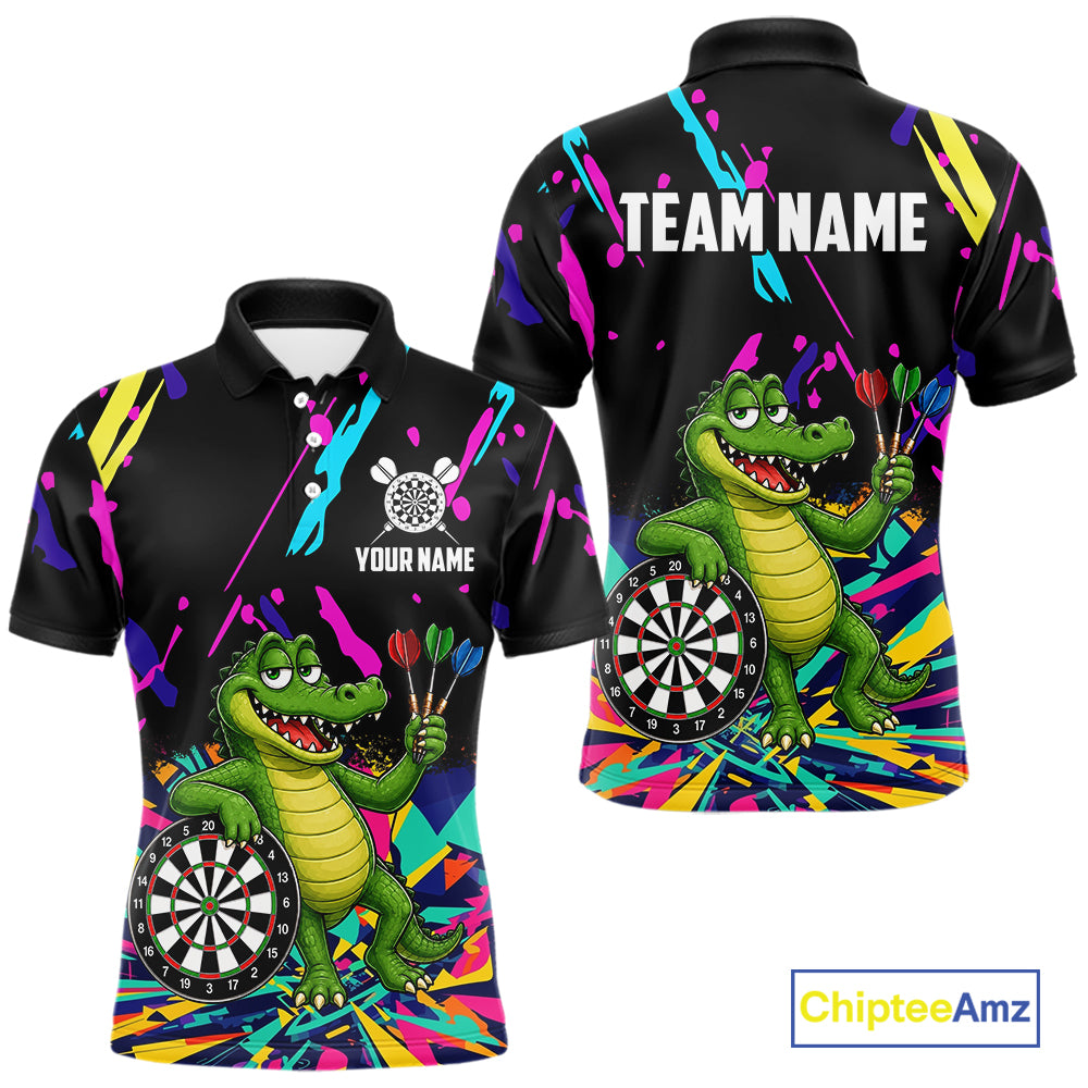 Colorful Funny Alligator Darts Shirts Cusom Darts Team Jersey Polo & Q/4 Zip, Darts Gifts