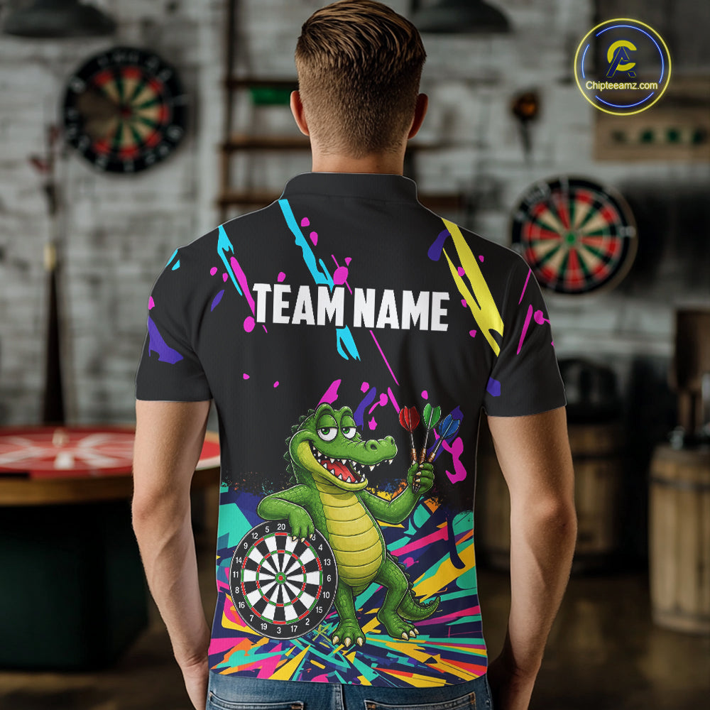 Colorful Funny Alligator Darts Shirts Cusom Darts Team Jersey Polo & Q/4 Zip, Darts Gifts