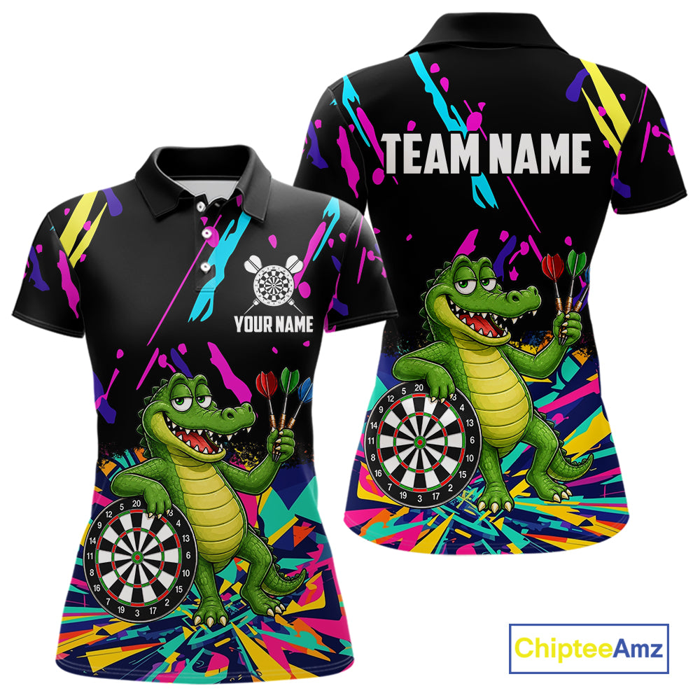 Colorful Funny Alligator Darts Shirts Cusom Darts Team Jersey Polo & Q/4 Zip, Darts Gifts