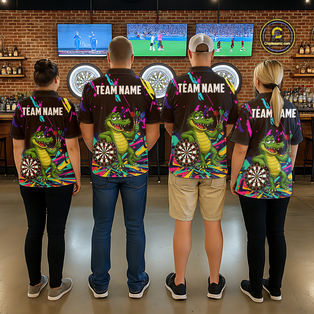 Colorful Funny Alligator Darts Shirts Cusom Darts Team Jersey Polo & Q/4 Zip, Darts Gifts