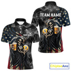 US Flag Grim Reaper Smoke Beer Billiard Shirt Custom 8 Ball & 9 Ball Pool Team Jersey