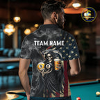 US Flag Grim Reaper Smoke Beer Billiard Shirt Custom 8 Ball & 9 Ball Pool Team Jersey