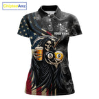 US Flag Grim Reaper Smoke Beer Billiard Shirt Custom 8 Ball & 9 Ball Pool Team Jersey