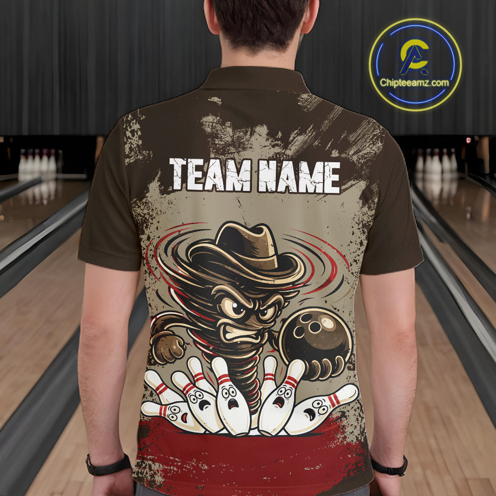 Funny Tornado Grunge Bowling Shirt Custom Bowling Team Jersey Polo & Quarter Zip Shirts