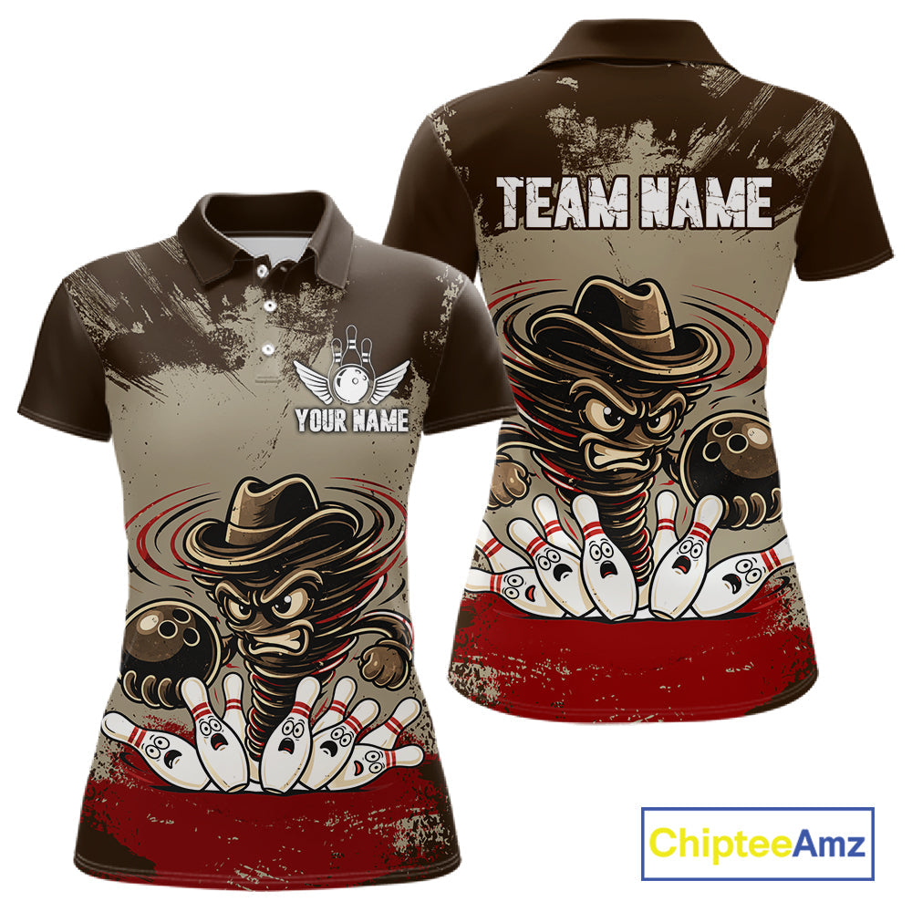 Funny Tornado Grunge Bowling Shirt Custom Bowling Team Jersey Polo & Quarter Zip Shirts