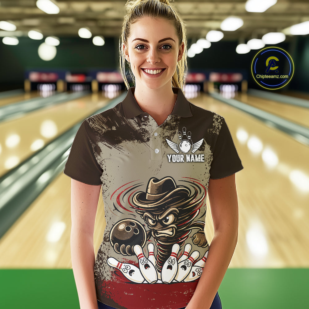 Funny Tornado Grunge Bowling Shirt Custom Bowling Team Jersey Polo & Quarter Zip Shirts