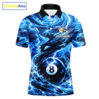 Blue 8 Ball & 9 Ball Storm Thunder Lightning Billiard Shirts Custom Pool Team Jersey