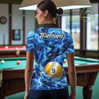 Blue 8 Ball & 9 Ball Storm Thunder Lightning Billiard Shirts Custom Pool Team Jersey